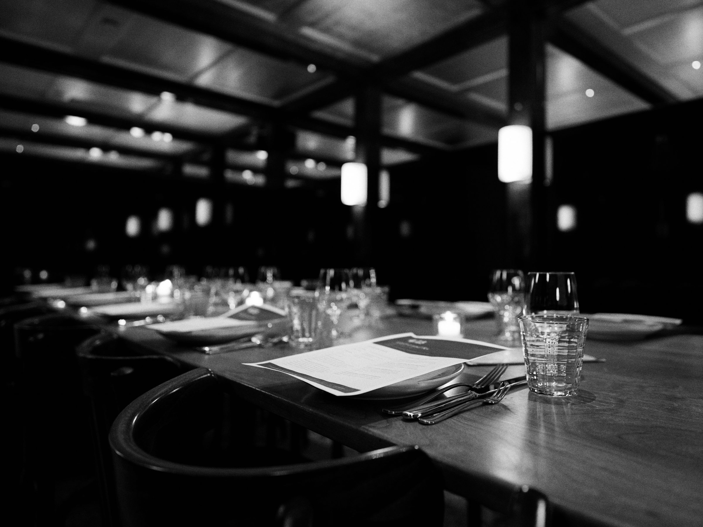 A private dining room, a table set before guests arrive